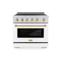 ZLINE Autograph Edition 36 in. 5.2 cu. ft. Paramount Induction Range with 5 Element Cooktop and Electric Convection Oven in Satin Stainless Steel with White Matte Door and Polished Gold Accents, Open Box-Good Condition