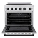 ZLINE Autograph Edition 36 in. 5.2 cu. ft. Paramount Induction Range with 5 Element Cooktop and Electric Convection Oven in Satin Stainless Steel with White Matte Door and Matte Black Accents, Open Box-Good Condition
