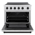 ZLINE Autograph Edition 36 in. 5.2 cu. ft. Paramount Induction Range with 5 Element Cooktop and Electric Convection Oven in Satin Stainless Steel with White Matte Door and Matte Black Accents, Open Box-Great Condition