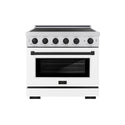 ZLINE Autograph Edition 36 in. 5.2 cu. ft. Paramount Induction Range with 5 Element Cooktop and Electric Convection Oven in Satin Stainless Steel with White Matte Door and Matte Black Accents (SINRSZ-WM-36-MB)