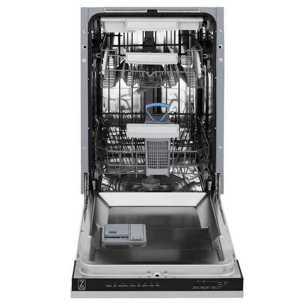 ZLINE 18 in. Tallac Series 3rd Rack Top Control Dishwasher with Satin Stainless Steel Panel and Stainless Steel Tub, 51dBa (DWV-SN-18)