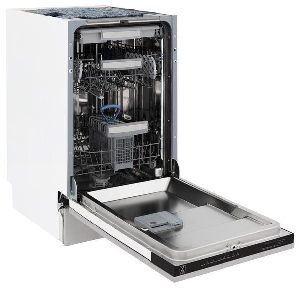 ZLINE 18 in. Tallac Series 3rd Rack Top Control Dishwasher with Satin Stainless Steel Panel and Stainless Steel Tub, 51dBa (DWV-SN-18)