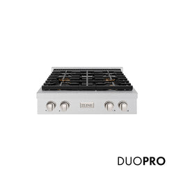 ZLINE 30 in. Paramount Gas Rangetop with 4 Burner DuoPro™ Cooktop in Satin Stainless Steel, Open Box-Great Condition