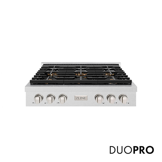 ZLINE 36 in. Paramount Gas Rangetop with 6 Burner DuoPro™ Cooktop in Satin Stainless Steel, Open Box-Great Condition