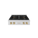 ZLINE Autograph Edition 30 in. Paramount Gas Rangetop with 4 Burner DuoPro™ Cooktop in Satin Stainless Steel and Champagne Bronze Accents (PSRTSZ-30-CB)