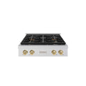 ZLINE Autograph Edition 30 in. Paramount Gas Rangetop with 4 Burner DuoPro™ Cooktop in Satin Stainless Steel and Champagne Bronze Accents, Open Box-Good Condition