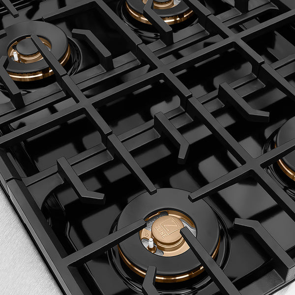 ZLINE Autograph Edition 30 in. Paramount Gas Rangetop with 4 Burner DuoPro™ Cooktop in Satin Stainless Steel and Polished Gold Accents, Open Box-Great Condition