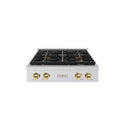 ZLINE Autograph Edition 30 in. Paramount Gas Rangetop with 4 Burner DuoPro™ Cooktop in Satin Stainless Steel and Polished Gold Accents, Open Box-Good Condition