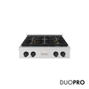 ZLINE Autograph Edition 30 in. Paramount Gas Rangetop with 4 Burner DuoPro™ Cooktop in Satin Stainless Steel and Matte Black Accents, Open Box-Great Condition