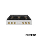 ZLINE Autograph Edition 36 in. Paramount Gas Rangetop with 6 Burner DuoPro™ Cooktop in Satin Stainless Steel and Champagne Bronze Accents, Open Box-Great Condition