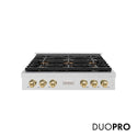 ZLINE Autograph Edition 36 in. Paramount Gas Rangetop with 6 Burner DuoPro™ Cooktop in Satin Stainless Steel and Champagne Bronze Accents, Open Box-Good Condition