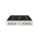 ZLINE Autograph Edition 36 in. Paramount Gas Rangetop with 6 Burner DuoPro™ Cooktop in Satin Stainless Steel and Champagne Bronze Accents, Open Box-Good Condition