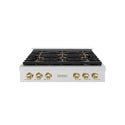 ZLINE Autograph Edition 36 in. Paramount Gas Rangetop with 6 Burner DuoPro™ Cooktop in Satin Stainless Steel and Champagne Bronze Accents, Open Box-Great Condition