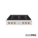 ZLINE Autograph Edition 36 in. Paramount Gas Rangetop with 6 Burner DuoPro™ Cooktop in Satin Stainless Steel and Polished Gold Accents, Open Box-Great Condition