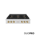ZLINE Autograph Edition 36 in. Paramount Gas Rangetop with 6 Burner DuoPro™ Cooktop in Satin Stainless Steel and Polished Gold Accents, Open Box-Good Condition