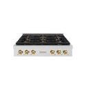 ZLINE Autograph Edition 36 in. Paramount Gas Rangetop with 6 Burner DuoPro™ Cooktop in Satin Stainless Steel and Polished Gold Accents (PSRTSZ-36-G)
