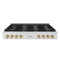 ZLINE Autograph Edition 48 in. Paramount Gas Rangetop with 8 Burner DuoPro™ Cooktop in Satin Stainless Steel and Champagne Bronze Accents (PSRTSZ-48-CB)