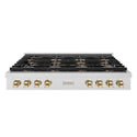 ZLINE Autograph Edition 48 in. Paramount Gas Rangetop with 8 Burner DuoPro™ Cooktop in Satin Stainless Steel and Polished Gold Accents, Open Box-Great Condition