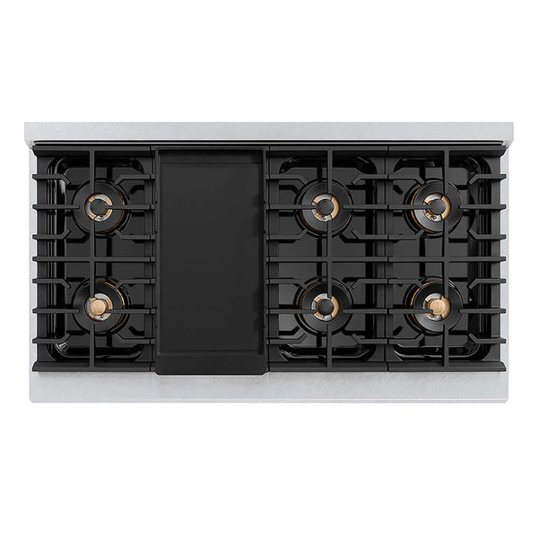ZLINE Autograph Edition 48 in. Paramount Gas Rangetop with 8 Burner DuoPro™ Cooktop in Satin Stainless Steel and Polished Gold Accents, Open Box-Good Condition