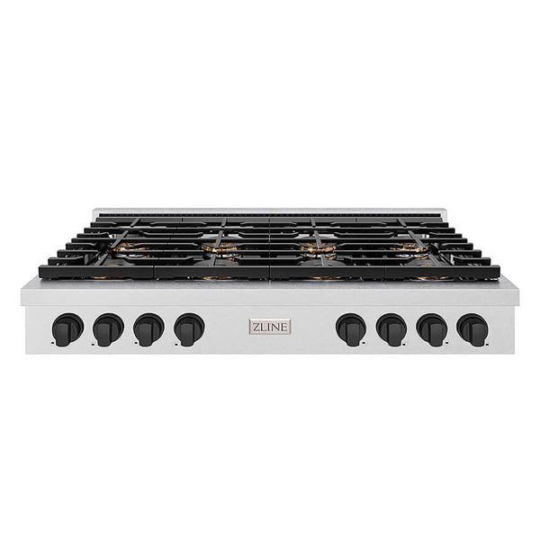 ZLINE Autograph Edition 48 in. Paramount Gas Rangetop with 8 Burner DuoPro™ Cooktop in Satin Stainless Steel and Matte Black Accents, Open Box-Good Condition