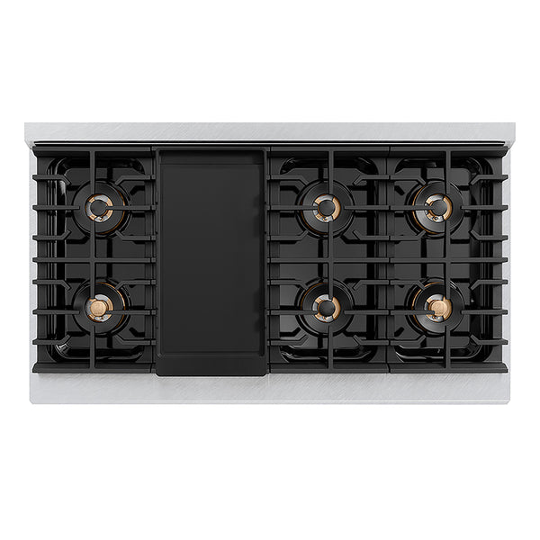 ZLINE Autograph Edition 48 in. Paramount Gas Rangetop with 8 Burner DuoPro™ Cooktop in Satin Stainless Steel and Matte Black Accents, Open Box-Great Condition
