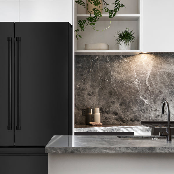 ZLINE 36 in. 22.5 cu. ft. Counter-Depth French Door Refrigerator with Ice Maker in Fingerprint-Resistant Black Stainless Steel, Open Box-Great Condition