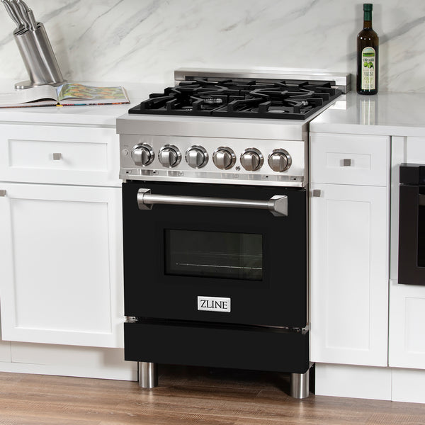 ZLINE 24 in. 2.8 cu. ft. Legacy Dual Fuel Range with 4 Burner Gas Cooktop and Electric Convection Oven