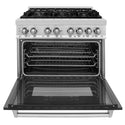 ZLINE 36 in. 4.6 cu. ft. Legacy Dual Fuel Range with 6 Burner Gas Cooktop and Electric Convection Oven in Stainless Steel and Black Matte Door (RA-BLM-36)