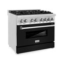 ZLINE 36 in. 4.6 cu. ft. Legacy Dual Fuel Range with 6 Burner Gas Cooktop and Electric Convection Oven in Stainless Steel and Black Matte Door (RA-BLM-36)