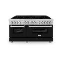 ZLINE 60 in. 7.4 cu. ft. Legacy Dual Fuel Range with 9 Burner Gas Cooktop and 2 Electric Convection Ovens in Stainless Steel and Black Matte Doors (RA-BLM-60)