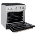 ZLINE 30 in. 4.2 cu. ft. Paramount Dual Fuel Range with 4 Burner Gas Cooktop and Electric Convection Oven in Stainless Steel with Black Matte Door (SDR-BLM-30)