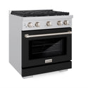 ZLINE 30 in. 4.2 cu. ft. Paramount Dual Fuel Range with 4 Burner Gas Cooktop and Electric Convection Oven in Stainless Steel with Black Matte Door (SDR-BLM-30)