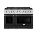 ZLINE 48 in. 6.7 cu. ft. Paramount Double Oven Dual Fuel Range with 8 Burner Gas Cooktop in Stainless Steel with Black Matte Doors (SDR-BLM-48)