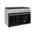 ZLINE 48 in. 6.7 cu. ft. Paramount Double Oven Dual Fuel Range with 8 Burner Gas Cooktop in Stainless Steel with Black Matte Doors (SDR-BLM-48)