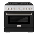 ZLINE 36 in. 5.2 cu. ft. Paramount Gas Range with 6 Burner Cooktop and Convection Gas Oven in Stainless Steel with Black Matte Door (SGR-BLM-36)