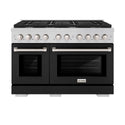 ZLINE 48 in. 6.7 cu. ft. Paramount Double Oven Gas Range with 8 Burner Cooktop in Stainless Steel with Black Matte Doors (SGR-BLM-48)