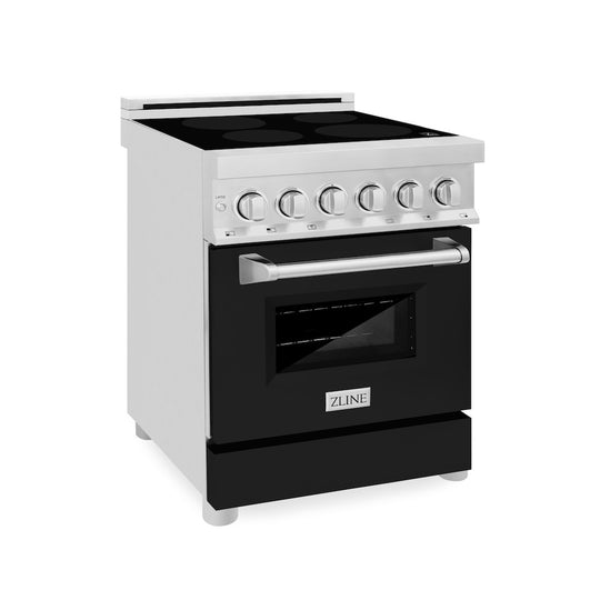 ZLINE 24 in. 2.8 cu. ft. Legacy Induction Range with 4 Element Cooktop and Electric Oven in Stainless Steel and Black Matte Door, Open Box-Great Condition