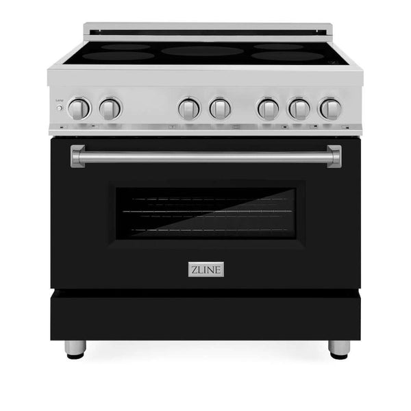ZLINE 36 in. 4.6 cu. ft. Legacy Induction Range with 5 Element Cooktop and Electric Oven in Stainless Steel and Black Matte Door, Open Box-Good Condition