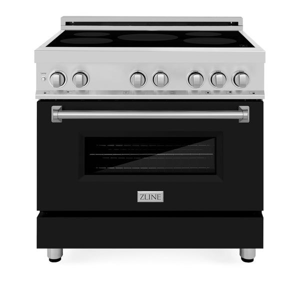 ZLINE 36 in. 4.6 cu. ft. Legacy Induction Range with 5 Element Cooktop and Electric Oven in Satin Stainless Steel and Black Matte Door, Open Box-Great Condition