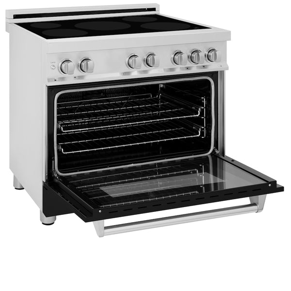 ZLINE 36 in. 4.6 cu. ft. Legacy Induction Range with 5 Element Cooktop and Electric Oven in Satin Stainless Steel and Black Matte Door, Open Box-Great Condition