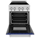 ZLINE 24 in. 2.8 cu. ft. Legacy Induction Range with 4 Element Cooktop and Electric Oven in Stainless Steel and Blue Gloss Door, Open Box-Good Condition