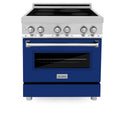 ZLINE 30 in. 4.0 cu. ft. Legacy Induction Range with 4 Element Cooktop and Electric Oven in Stainless Steel and Blue Gloss Door, Open Box-Great Condition