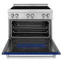 ZLINE 36 in. 4.6 cu. ft. Legacy Induction Range with 5 Element Cooktop and Electric Oven in Stainless Steel and Blue Gloss Door, Open Box-Great Condition
