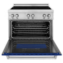 ZLINE 36 in. 4.6 cu. ft. Legacy Induction Range with 5 Element Cooktop and Electric Oven in Stainless Steel and Blue Gloss Door, Open Box-Good Condition