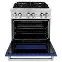 ZLINE 30 in. 4.0 cu. ft. Legacy Dual Fuel Range with 4 Burner Gas Cooktop and Electric Convection Oven in Stainless Steel and Blue Matte Door (RA-BM-30)