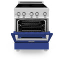 ZLINE 24 in. 2.8 cu. ft. Legacy Induction Range with 4 Element Cooktop and Electric Oven in Stainless Steel and Blue Matte Door, Open Box-Great Condition
