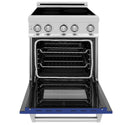 ZLINE 24 in. 2.8 cu. ft. Legacy Induction Range with 4 Element Cooktop and Electric Oven in Stainless Steel and Blue Matte Door, Open Box-Great Condition