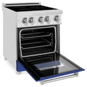 ZLINE 24 in. 2.8 cu. ft. Legacy Induction Range with 4 Element Cooktop and Electric Oven in Stainless Steel and Blue Matte Door, Open Box-Great Condition