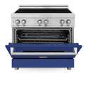 ZLINE 36 in. 4.6 cu. ft. Legacy Induction Range with 5 Element Cooktop and Electric Oven in Stainless Steel and Blue Matte Door, Open Box-Great Condition