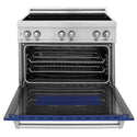 ZLINE 36 in. 4.6 cu. ft. Legacy Induction Range with 5 Element Cooktop and Electric Oven in Stainless Steel and Blue Matte Door, Open Box-Great Condition
